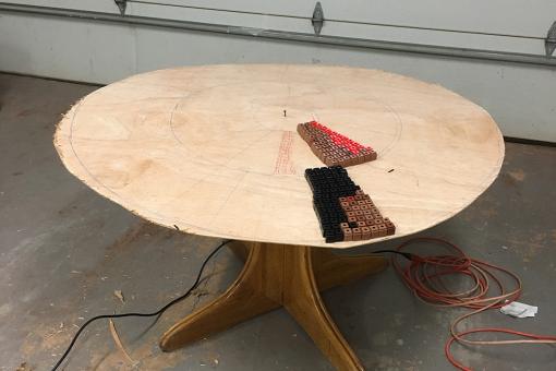 Circular table.